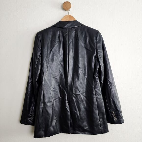 NEW J. Crew Willa Classic Black Faux Leather Blazer Size 6 - Picture 12 of 15
